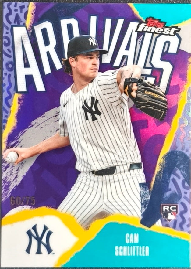 CAM SCHLITTLER RC – NEW YORK YANKEES – 2026 TOPPS FINEST – ARRIVALS PURPLE REFRACTOR – /75