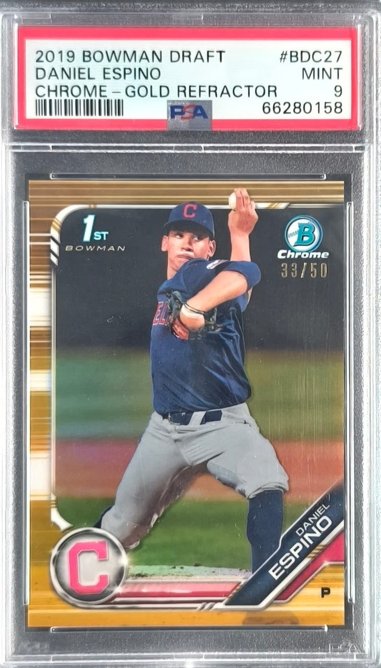 Daniel Espino 1st Bowman Gold Refractor /50 PSA 9 #BDC-27 – 2019 Bowman Draft