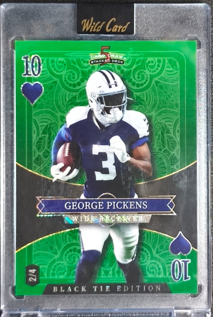 GEORGE PICKENS – 2026 WILD CARD 5 CARD DRAW STACKED DECK – BLACK TIE EDITION – 10 OF HEARTS – 2/4