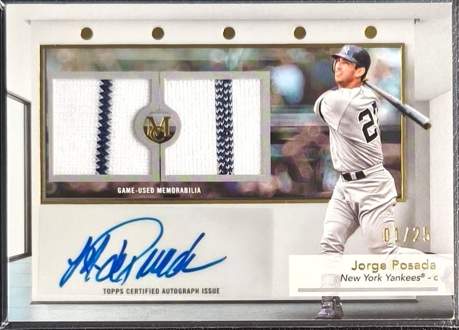 Jorge Posada Dual Relic Auto Gold /25 Game-Used #SWDRA-JP – 2024 Topps Museum Collection