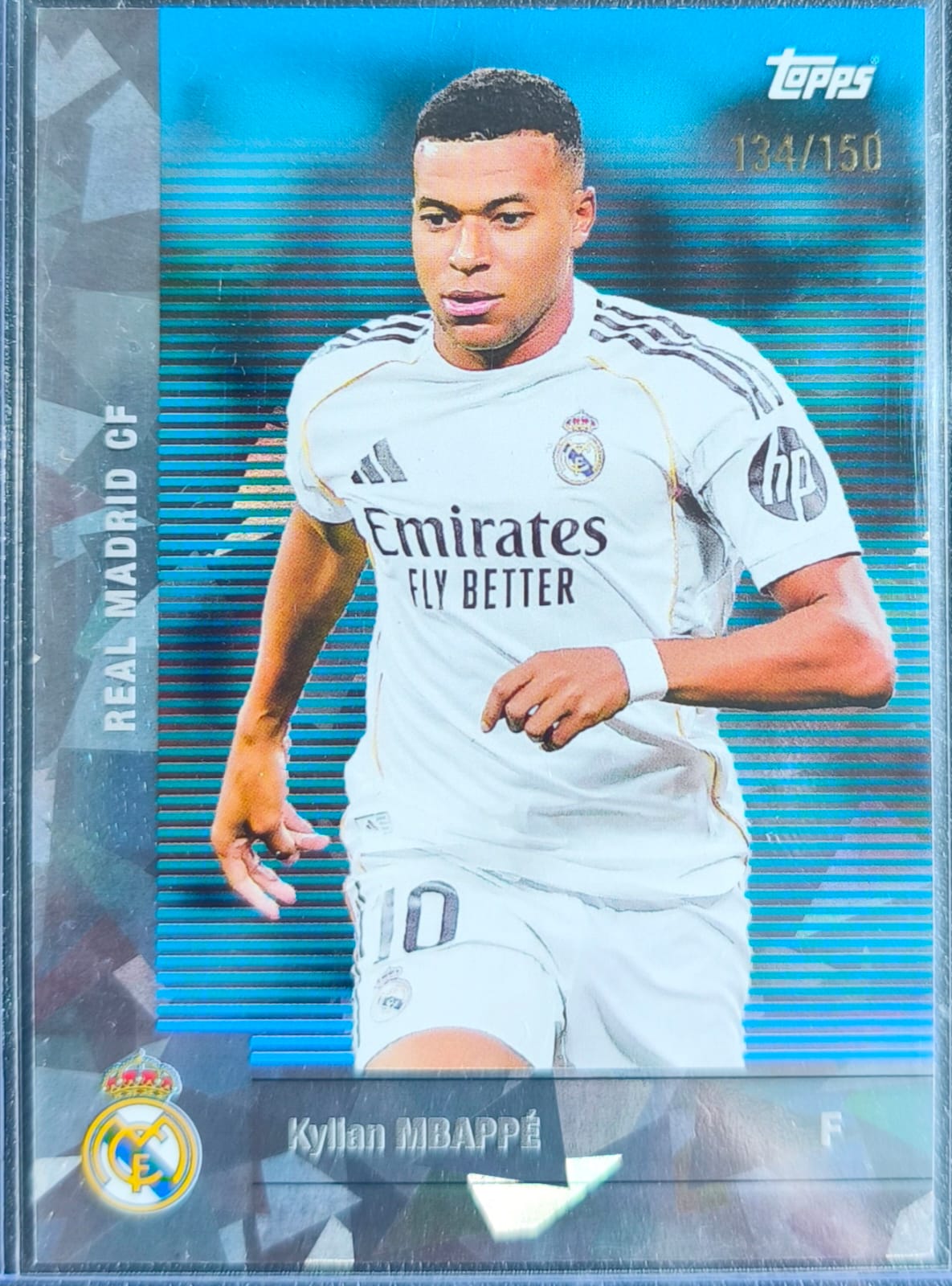 Kylian Mbappé Blue Rainbow Foil /150 #17 – 2025-26 Topps Real Madrid Team Set