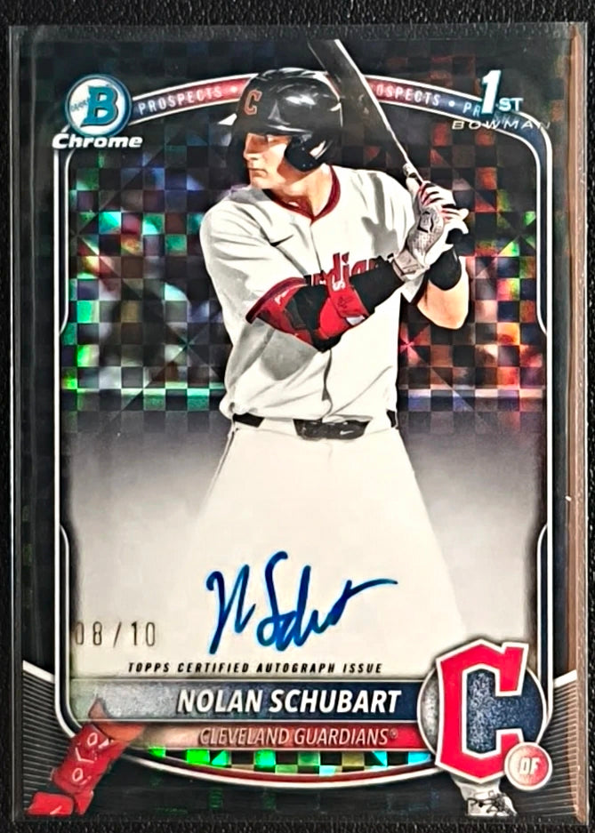 Nolan Schubart 1st Bowman Auto Black X-Fractor /10 #CPA-NS – 2025 Bowman Draft