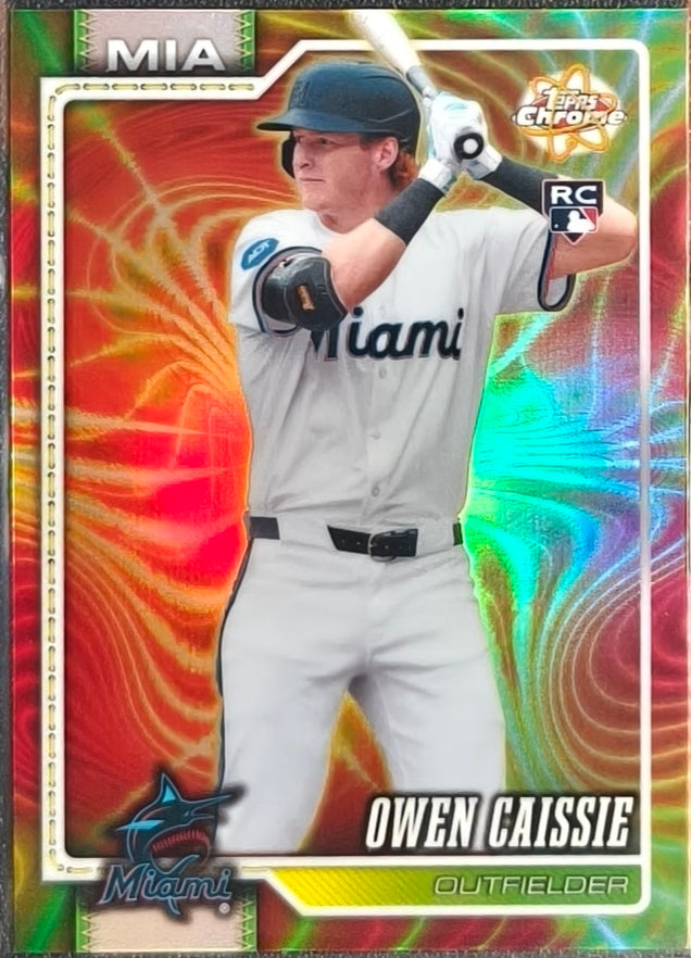 OWEN CAISSIE RC – MIAMI MARLINS – 2026 TOPPS CHROME – BASEBALL SEAMS REFRACTOR
